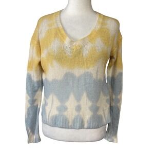 360Cashmere Sweater Womens XS Multicolor 100% Cashmere V Neck Geometric Pullover